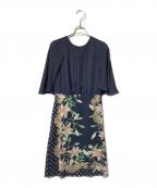 VIVIENNE TAMヴィヴィアンタム）の古着「パワーネット切替ワンピース/半袖ワンピース」｜ネイビー