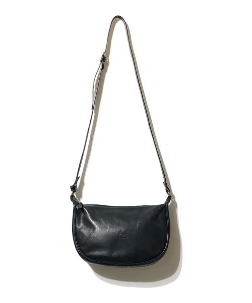 IL BISONTE（イル ビゾンテ）IL BISONTE (イル ビゾンテ) レザーショルダーバッグ ブラックの古着・服飾アイテム