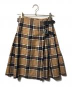 O'NEIL OF DUBLINオニールオブダブリン）の古着「ウールチェックラップスカート」｜ブラウン