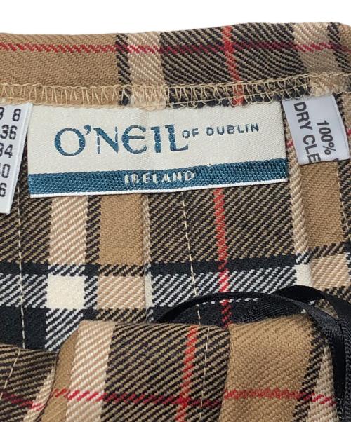 O'NEIL OF DUBLIN（オニールオブダブリン）O'NEIL OF DUBLIN (オニールオブダブリン) ウールチェックラップスカート ブラウン サイズ:36の古着・服飾アイテム