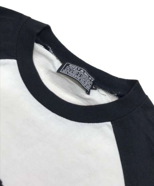 Hysteric Glamour（ヒステリックグラマー）Hysteric Glamour (ヒステリックグラマー) RAINBOW WOMANラグランスリーブカットソー/七分袖カットソー ホワイト×ブラック サイズ:Lの古着・服飾アイテム