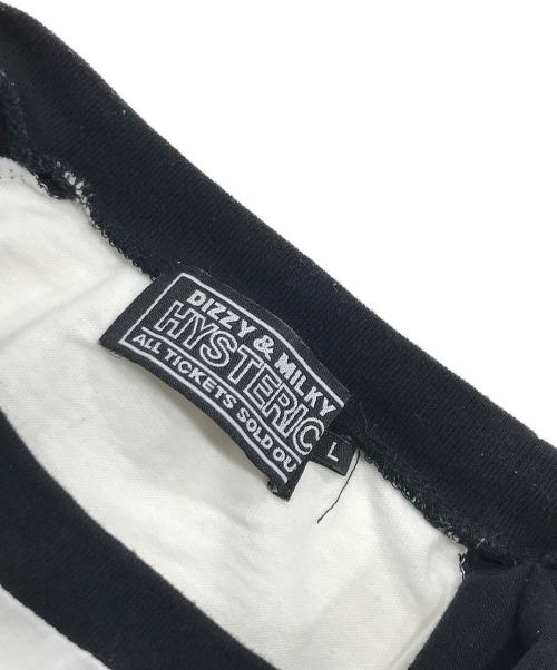 Hysteric Glamour（ヒステリックグラマー）Hysteric Glamour (ヒステリックグラマー) RAINBOW WOMANラグランスリーブカットソー/七分袖カットソー ホワイト×ブラック サイズ:Lの古着・服飾アイテム