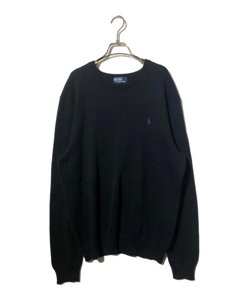 POLO RALPH LAUREN（ポロ・ラルフローレン）POLO RALPH LAUREN (ポロ・ラルフローレン) クルーワッペンニット ブラック サイズ:Lの古着・服飾アイテム