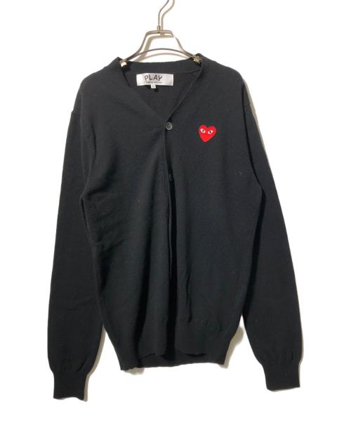 PLAY COMME des GARCONS（プレイコムデギャルソン）PLAY COMME des GARCONS (プレイコムデギャルソン) V-NECK KNIT CARDIGAN RED HEART（Vネック　ニット　カーディガン　レッド　ハート） ブラック サイズ:Lの古着・服飾アイテム