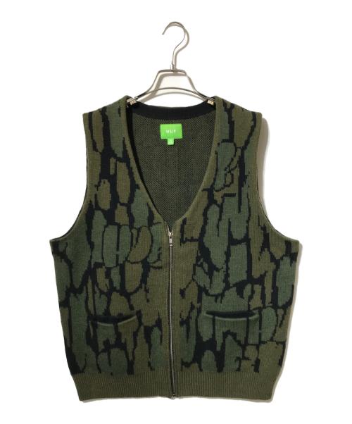 HUF（ハフ）HUF (ハフ) HUDSON CAMO ZIP VEST カーキ サイズ:Mの古着・服飾アイテム