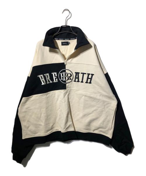 BREATH（ブレス）BREATH (ブレス) LOGO SWITCH HALF ZIP SWEAT ブラック×ベージュ サイズ:XLの古着・服飾アイテム
