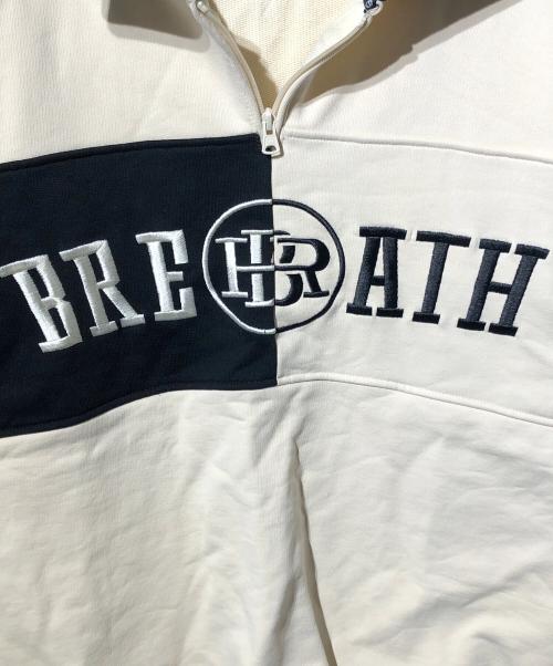 BREATH（ブレス）BREATH (ブレス) LOGO SWITCH HALF ZIP SWEAT ブラック×ベージュ サイズ:XLの古着・服飾アイテム