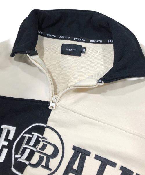 BREATH（ブレス）BREATH (ブレス) LOGO SWITCH HALF ZIP SWEAT ブラック×ベージュ サイズ:XLの古着・服飾アイテム