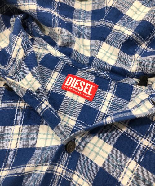 DIESEL（ディーゼル）DIESEL (ディーゼル) S-DEWNY-HOOD フーディーシャツ（エス　デュウ　フード　フーディーシャツ） ブルー サイズ:46の古着・服飾アイテム