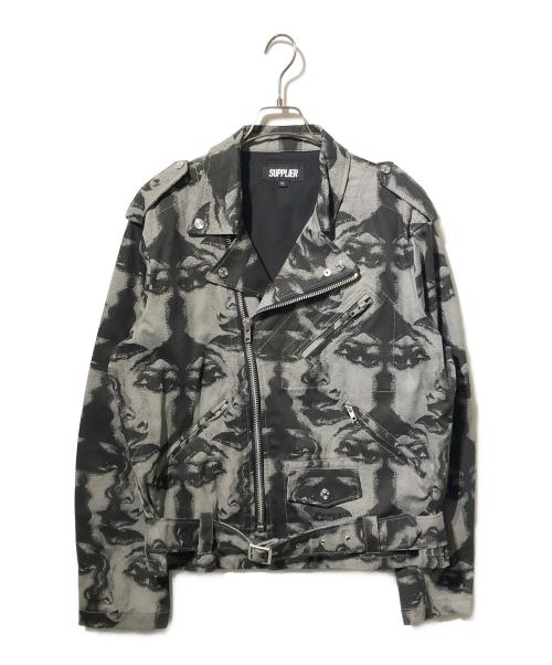 SUPPLIER（サプライヤー）SUPPLIER (サプライヤー) Face Riders Jacket グレー×ブラック サイズ:XLの古着・服飾アイテム