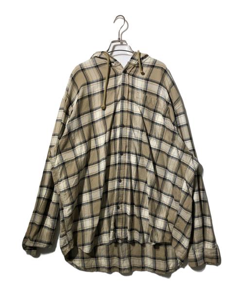 DIESEL（ディーゼル）DIESEL (ディーゼル) S-DEWNY-HOOD フーディーシャツ（エス　デュウ　フード　フーディーシャツ） ブラック×ブラウン サイズ:50の古着・服飾アイテム