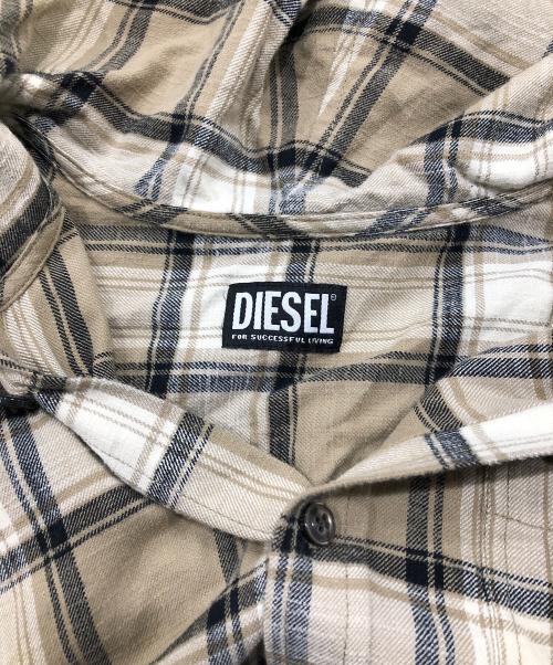 DIESEL（ディーゼル）DIESEL (ディーゼル) S-DEWNY-HOOD フーディーシャツ（エス　デュウ　フード　フーディーシャツ） ブラック×ブラウン サイズ:50の古着・服飾アイテム