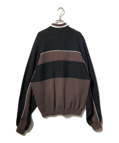 flagstuff（フラグスタフ）FLAGSTUFF (フラグスタフ) KNIT BLOUSON（ニット　ブルゾン） ブラウン×ブラック サイズ:Mの古着・服飾アイテム