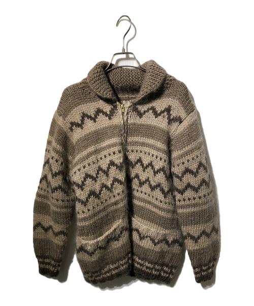 KANATA（カナタ）KANATA (カナタ) カウチンニットカーディガン ブラウン サイズ:不明の古着・服飾アイテム