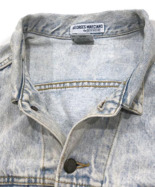 GUESS（ゲス）GUESS (ゲス) 90'sブリーチデザインデニムジャケット インディゴ×グレー サイズ:Lの古着・服飾アイテム