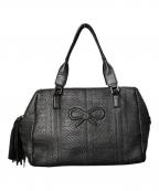 ANYA HINDMARCHアニヤ・ハインドマーチ）の古着「リボン柄ハンドバッグ」｜グレー