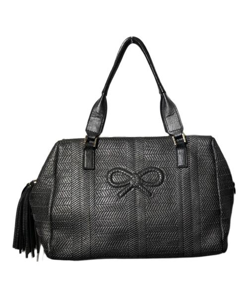 ANYA HINDMARCH（アニヤ・ハインドマーチ）ANYA HINDMARCH (アニヤ・ハインドマーチ) リボン柄ハンドバッグ グレーの古着・服飾アイテム