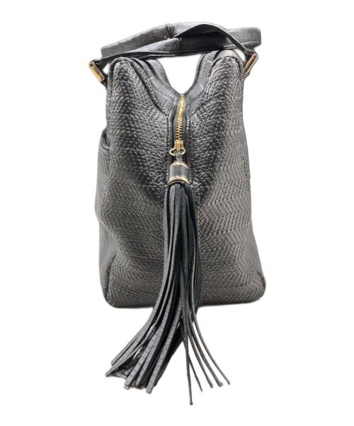 ANYA HINDMARCH（アニヤ・ハインドマーチ）ANYA HINDMARCH (アニヤ・ハインドマーチ) リボン柄ハンドバッグ グレーの古着・服飾アイテム