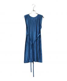 PLEATS PLEASE（プリーツプリーズ）の古着「ノースリーブワンピース/プリーツワンピース」｜ブルー