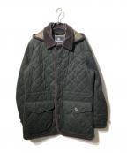 Aquascutumアクアスキュータム）の古着「フーデッドキルティングジャケット」｜カーキ