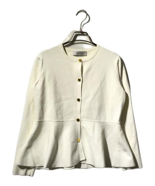 Loulou Willoughby（ルルウィルビー）Loulou Willoughby (ルルウィルビー) ペプラムカーディガン ホワイト サイズ:2の古着・服飾アイテム