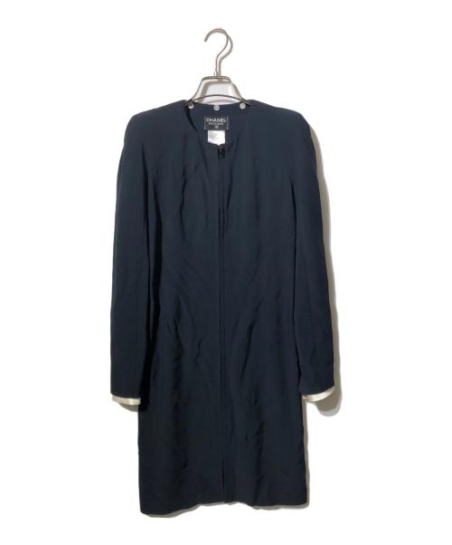 CHANEL（シャネル）CHANEL (シャネル) フロントジップワンピース ネイビー サイズ:38の古着・服飾アイテム