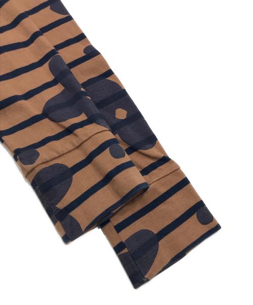 SOU・SOU（ソウソウ）SOU・SOU (ソウソウ) le coq sportif (ルコックスポルティフ) フラワーボーダーワンピース/長袖ワンピース ネイビー×ブラウン サイズ:Sの古着・服飾アイテム