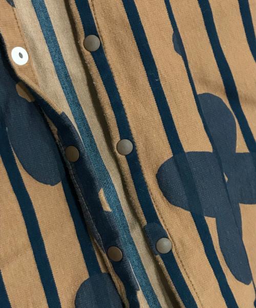 SOU・SOU（ソウソウ）SOU・SOU (ソウソウ) le coq sportif (ルコックスポルティフ) フラワーボーダーワンピース/長袖ワンピース ネイビー×ブラウン サイズ:Sの古着・服飾アイテム