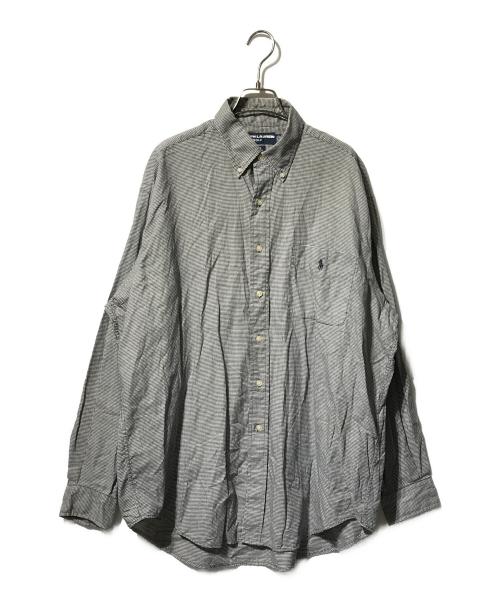 Ralph Lauren POLO GOLF（ラルフローレンポロゴルフ）Ralph Lauren POLO GOLF (ラルフローレンポロゴルフ) 千鳥格子柄チェックシャツ ホワイト×ブラック サイズ:Lの古着・服飾アイテム