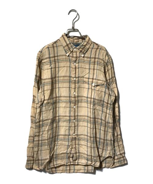 RALPH LAUREN（ラルフローレン）RALPH LAUREN (ラルフローレン) リネンチェックシャツ ブラウン サイズ:Mの古着・服飾アイテム