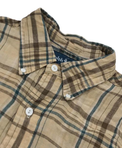 RALPH LAUREN（ラルフローレン）RALPH LAUREN (ラルフローレン) リネンチェックシャツ ブラウン サイズ:Mの古着・服飾アイテム