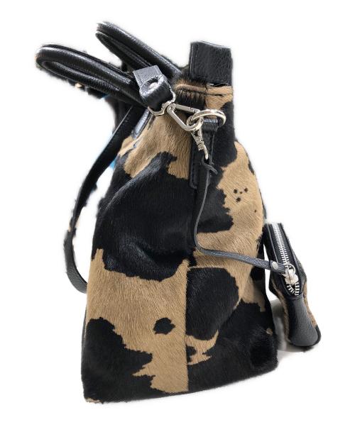 GIANNI CHIARINI（ジャンニ キアリーニ）GIANNI CHIARINI (ジャンニ キアリーニ) ハラコレザー2wayトートバッグ ブラック×ブラウンの古着・服飾アイテム