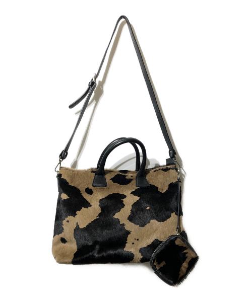 GIANNI CHIARINI（ジャンニ キアリーニ）GIANNI CHIARINI (ジャンニ キアリーニ) ハラコレザー2wayトートバッグ ブラック×ブラウンの古着・服飾アイテム