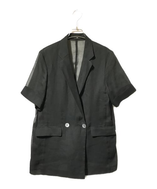 PLST（プラステ）PLST (プラステ) シアーオーガンジーハーフスリーブジャケット/シースルージャケット ブラック サイズ:Lの古着・服飾アイテム