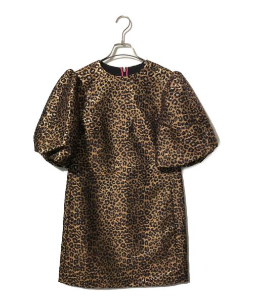 Kate Spade（ケイトスペード）Kate Spade (ケイトスペード) レオパードワンピース/パフスリーブシフトドレス マルチカラーの古着・服飾アイテム
