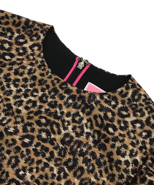 Kate Spade（ケイトスペード）Kate Spade (ケイトスペード) レオパードワンピース/パフスリーブシフトドレス マルチカラーの古着・服飾アイテム