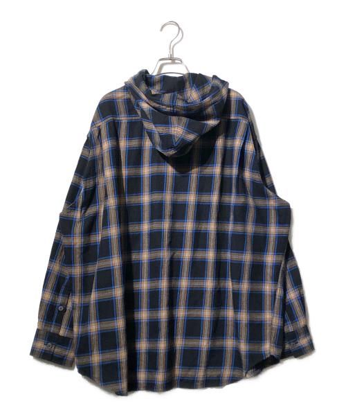 DIESEL（ディーゼル）DIESEL (ディーゼル) S-DEWNY-HOOD シャツ ブルー×ブラック サイズ:44の古着・服飾アイテム