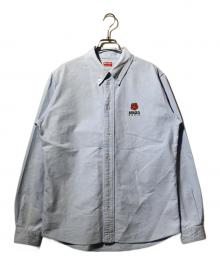 KENZO（ケンゾー）の古着「Boke Flower Crest Casual Shirt」｜ブルー