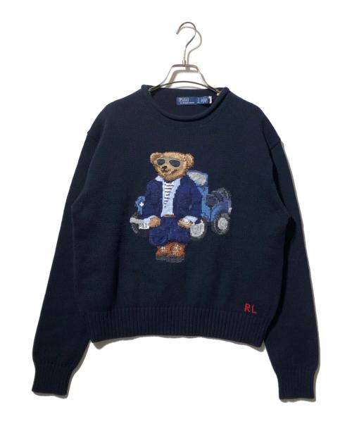 POLO RALPH LAUREN（ポロ・ラルフローレン）POLO RALPH LAUREN (ポロ・ラルフローレン) ポロベアクロップドコットンニット ネイビー サイズ:Sの古着・服飾アイテム