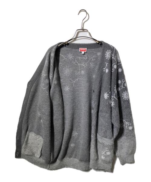 KENZO（ケンゾー）KENZO (ケンゾー) アルパカブレンドビーズフラワーカーディガン グレー サイズ:Ｍの古着・服飾アイテム