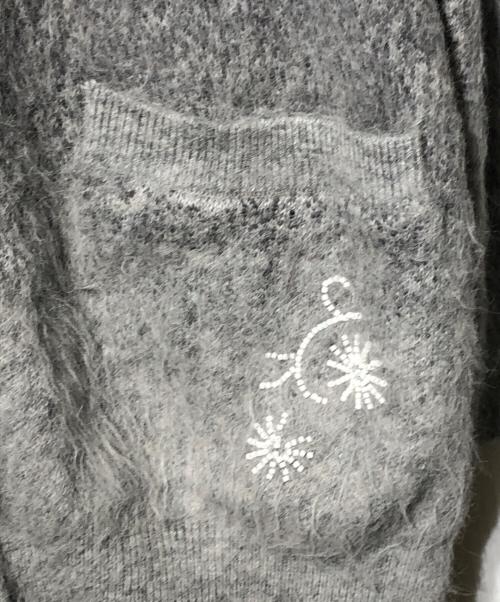 KENZO（ケンゾー）KENZO (ケンゾー) アルパカブレンドビーズフラワーカーディガン グレー サイズ:Ｍの古着・服飾アイテム