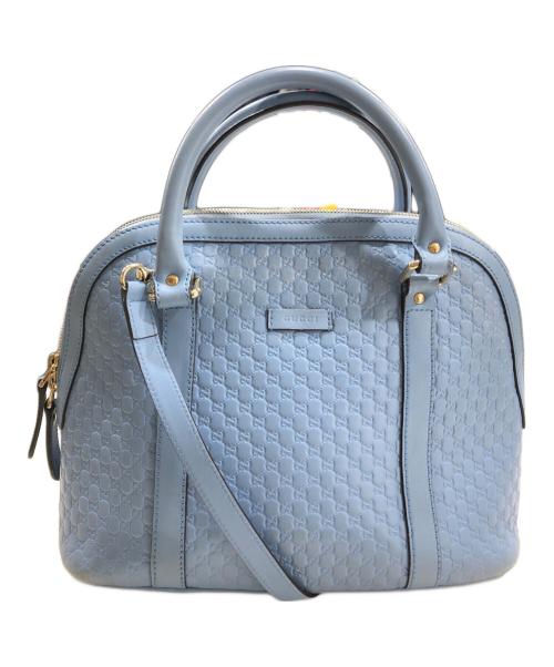 GUCCI（グッチ）GUCCI (グッチ) マイクログッチシマ ハンドバッグ ブルーの古着・服飾アイテム