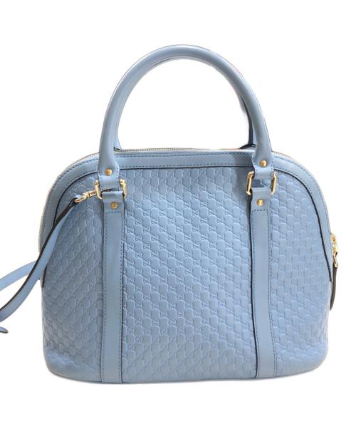 GUCCI（グッチ）GUCCI (グッチ) マイクログッチシマ ハンドバッグ ブルーの古着・服飾アイテム