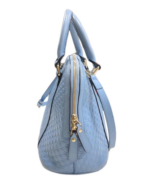 GUCCI（グッチ）GUCCI (グッチ) マイクログッチシマ ハンドバッグ ブルーの古着・服飾アイテム