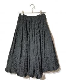 CECILIE BAHNSEN（セシリーバンセン）の古着「シアサッカーカスミミディスカート」｜ブラック