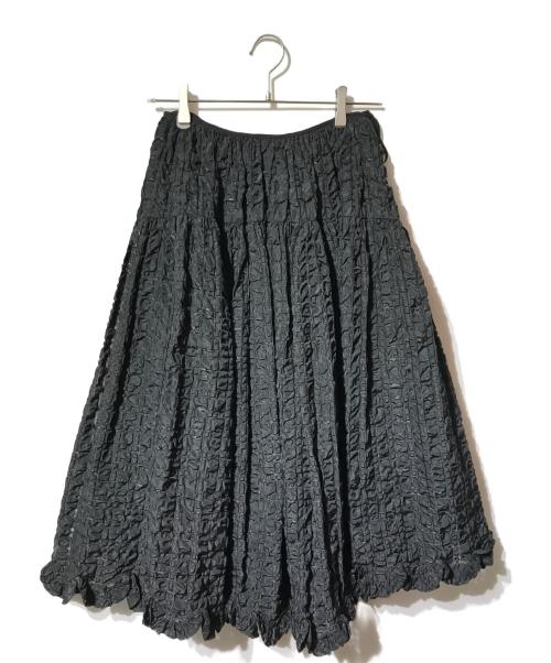 CECILIE BAHNSEN（セシリーバンセン）CECILIE BAHNSEN (セシリーバンセン) シアサッカーカスミミディスカート ブラック サイズ:UK6の古着・服飾アイテム