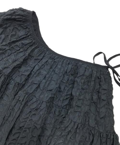 CECILIE BAHNSEN（セシリーバンセン）CECILIE BAHNSEN (セシリーバンセン) シアサッカーカスミミディスカート ブラック サイズ:UK6の古着・服飾アイテム