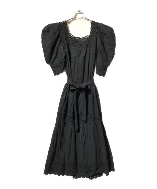 sea NEW YORK（シー ニューヨーク）sea NEW YORK (シー ニューヨーク) カットワークスクエアネックワンピース/半袖ロングワンピース ブラック サイズ:Ｓの古着・服飾アイテム