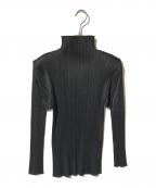 PLEATS PLEASEプリーツプリーズ）の古着「ハイネックプリーツカットソー/タートルネックカットソー」｜ブラック