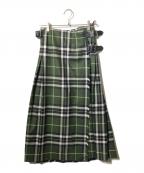 O'NEIL OF DUBLINオニールオブダブリン）の古着「チェックウールラップスカート」｜グリーン